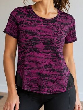 Active Zone Essentials Purple & Black Athletic Mesh Back Tee Size X (XL)